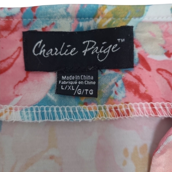 Charlie Paige Bright Sleeveless Floral Dress Pink Blue Size XL - Picture 5 of 8
